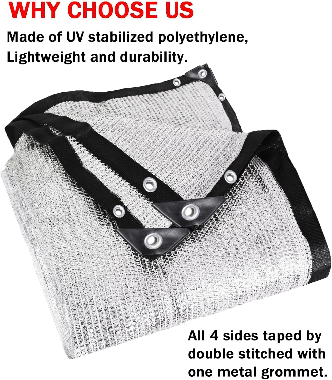 70% Aluminet Shade Cloth 10x14ft Mesh Sun Block Reflective Canopy Grommet Garden