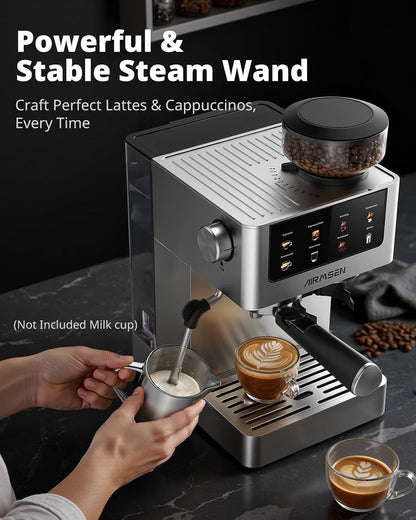 Bean To Cup Coffee Machine 20 Bar Grinder Milk Frother Touchscreen 1.8L 1350W