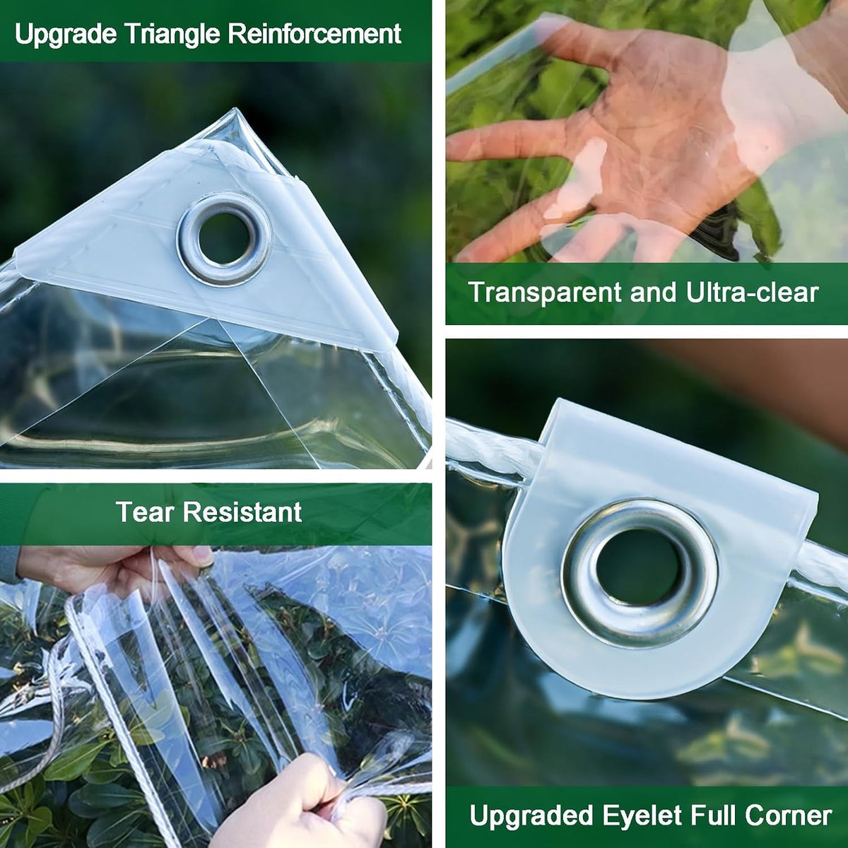 Clear Tarpaulin Waterproof Heavy Duty 4x6m PVC Sheet With Eyelets Garden Cover