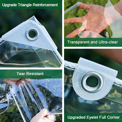 Clear Tarpaulin Waterproof Heavy Duty 4x6m PVC Sheet With Eyelets Garden Cover