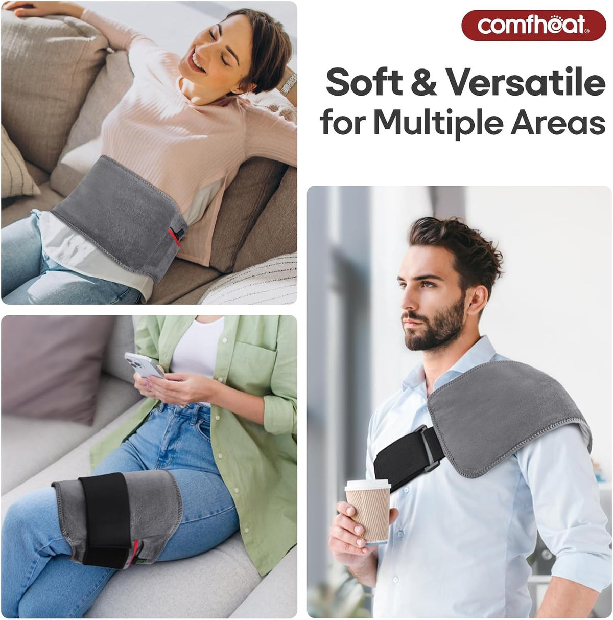 Heated Wrap Neck Back Shoulder Pad Massage Heat Therapy Cordless USB Support