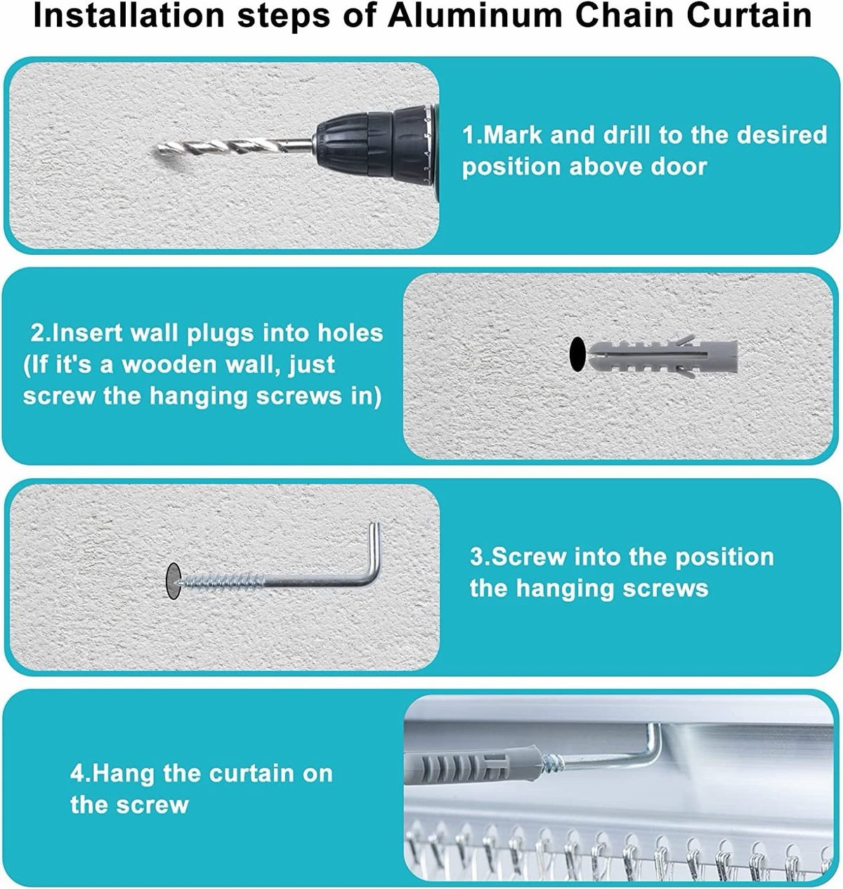 Door Fly Screen Chain Curtain Aluminium 90x210cm Silver Metal Insect Blind
