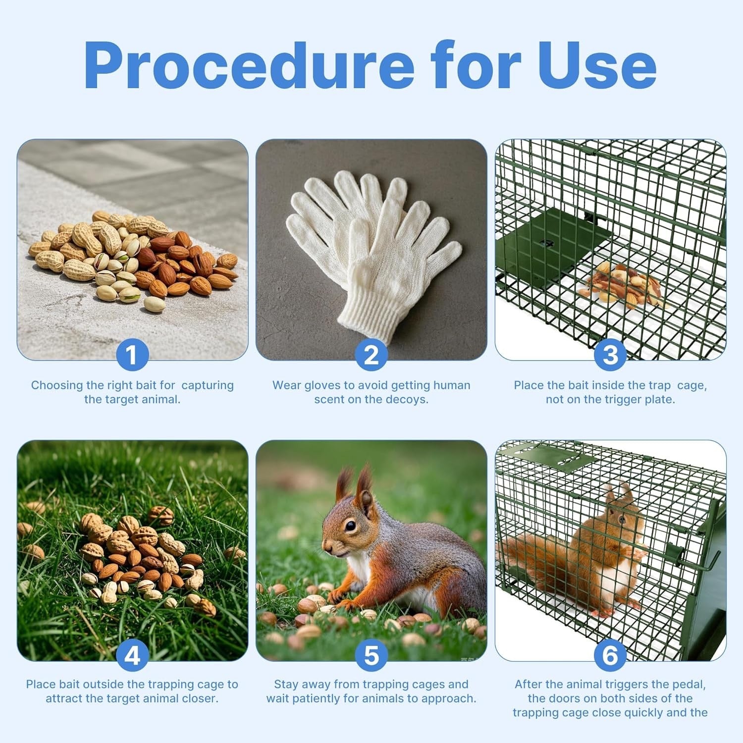 Humane Live Animal Trap Double Door Metal Cage 100x29x30cm