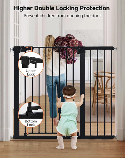 Baby Gate Safety 36in Extra Tall Auto Close Pet Dog Stair Doorway Black Metal