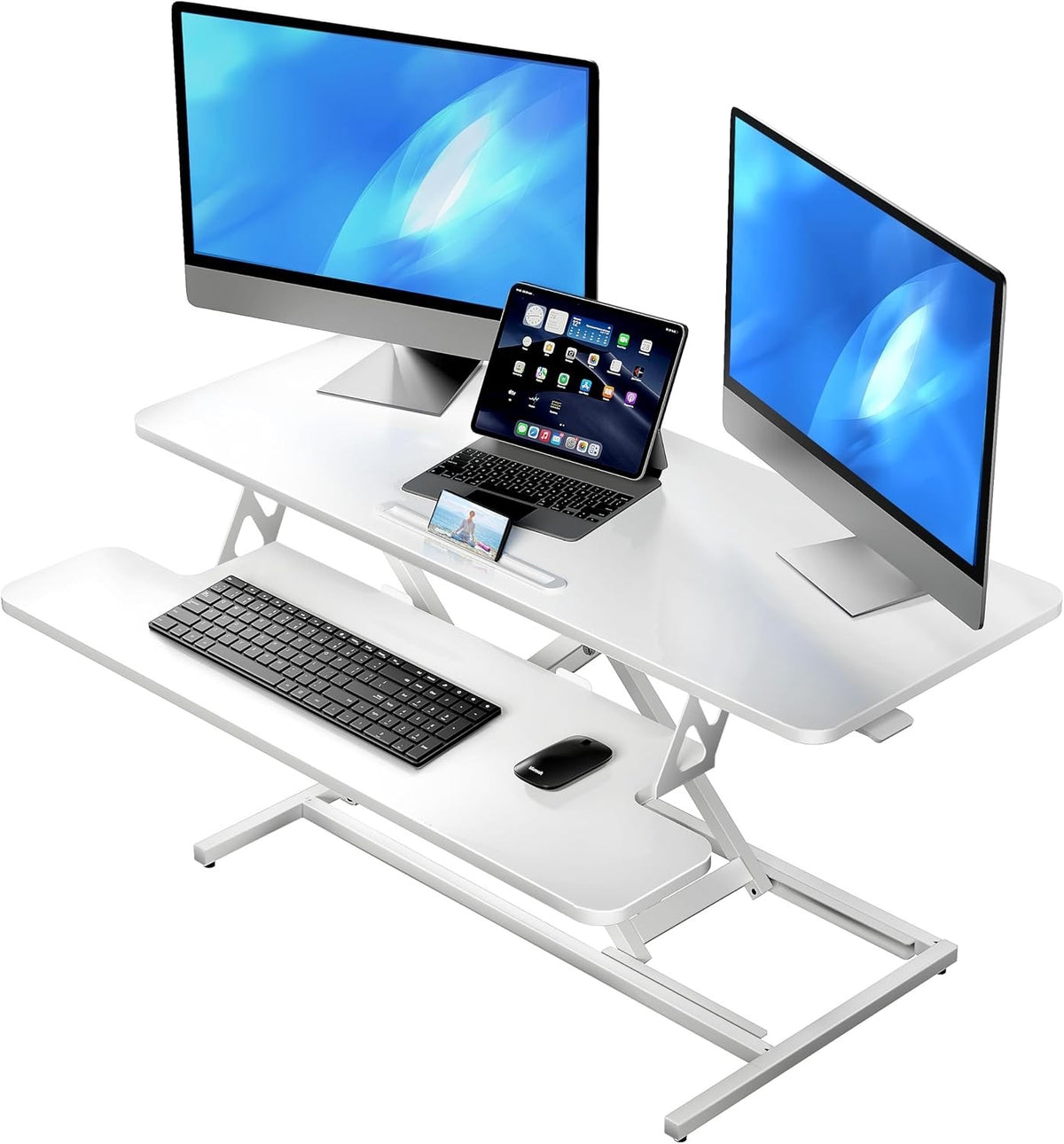 Standing Desk Converter Riser Height Adjustable 101cm White Stand Workstation