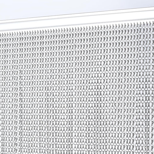 Chain Curtain Aluminium Fly Screen Door 90x200cm Black Insect Privacy Barrier