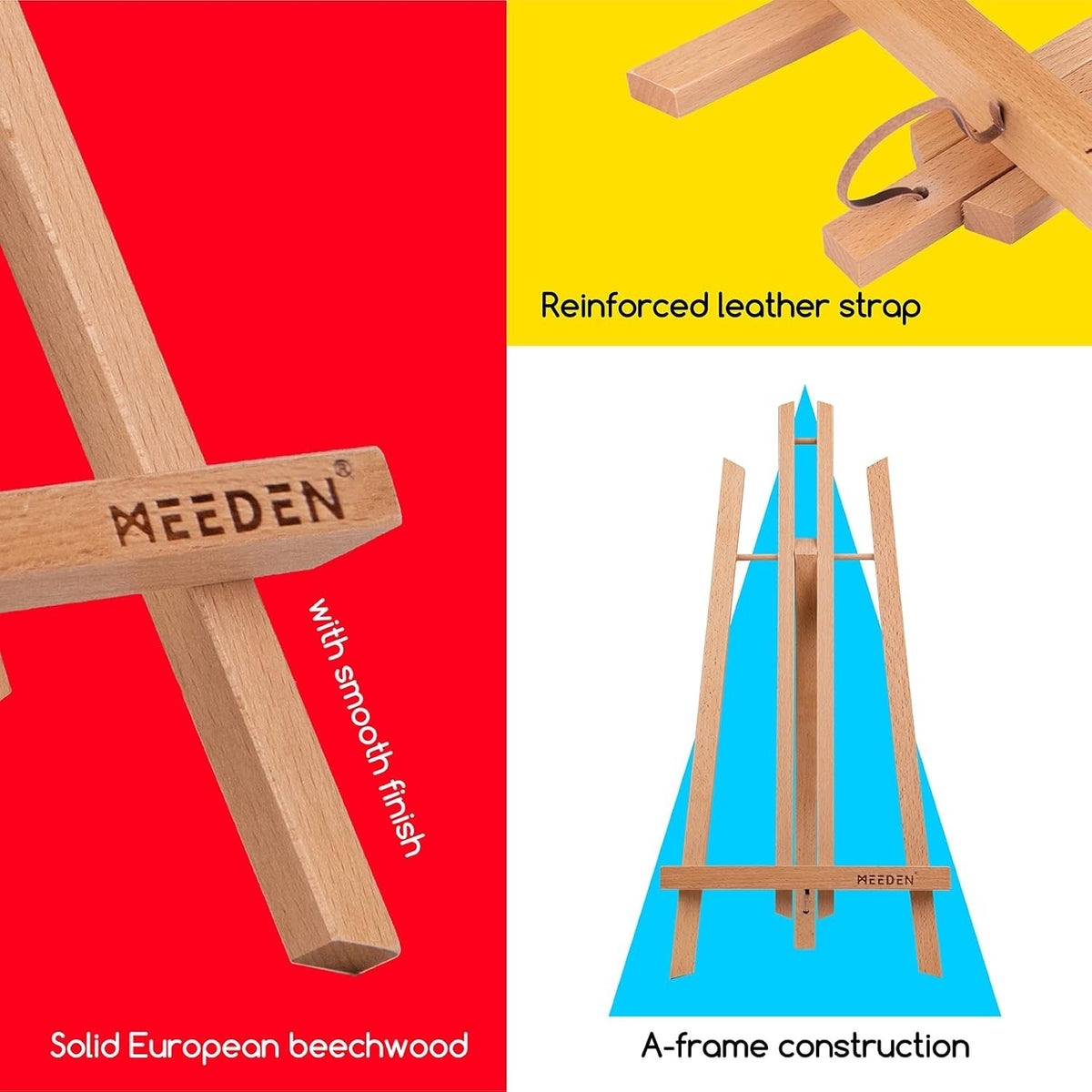 Tabletop Easel Stand 3 Pack 50cm Beech Wood A Frame Canvas Painting Display