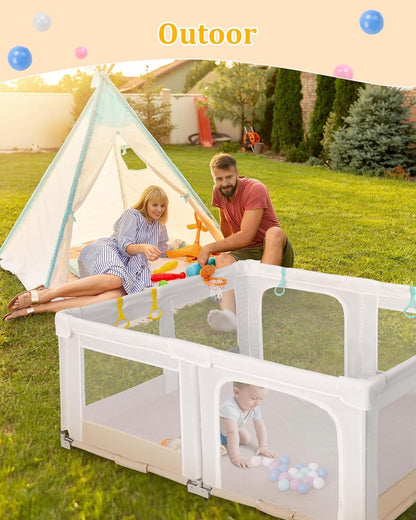Baby Playpen Play Yard Foldable Large 180x150cm Toddler Safety Pen Hoop Bag