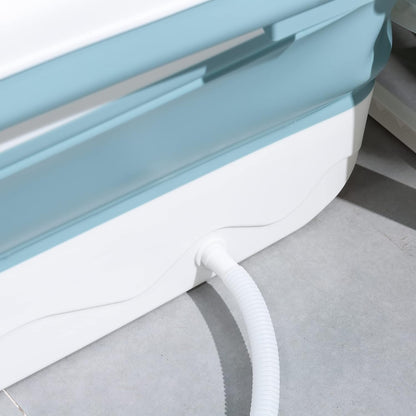 Foldable Adult Bathtub 117 cm Portable Soaking Spa Bath with Pillow Basket