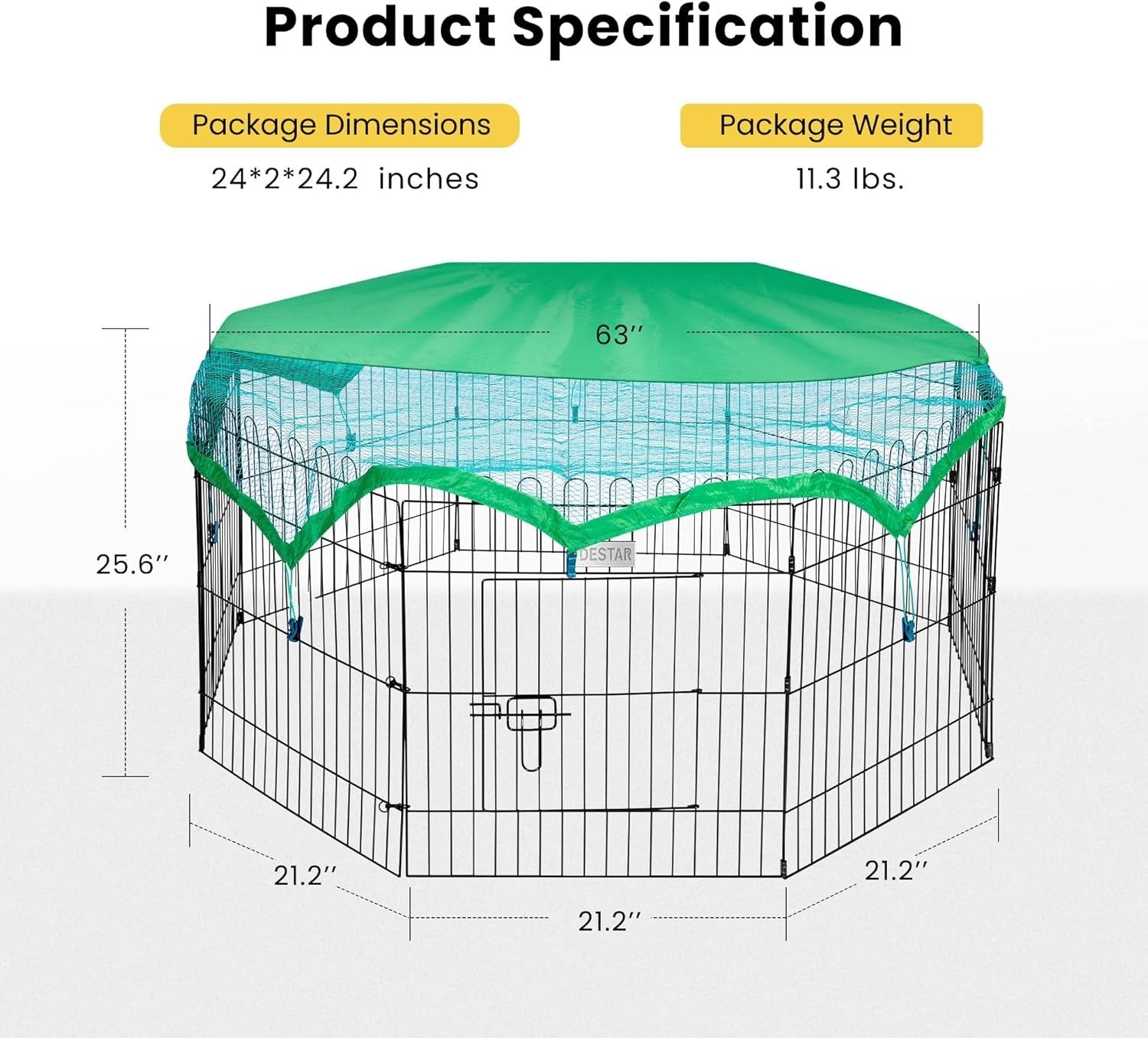 8 Panel Foldable Outdoor Metal Chicken Coop Run Pen w Cover Rabbit Duck Cat