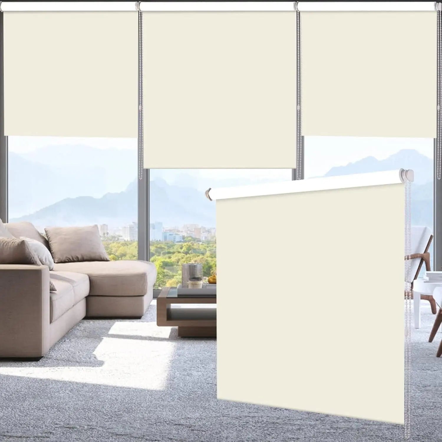 SMONTER 100% Blackout Waterproof Fabric Window Roller Shades Blinds My Store