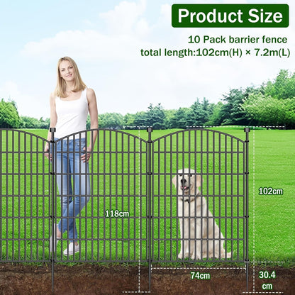 Metal Garden Fence Panels Dog Barrier 10 Panel Gate 102cm High 7.2m Long Black