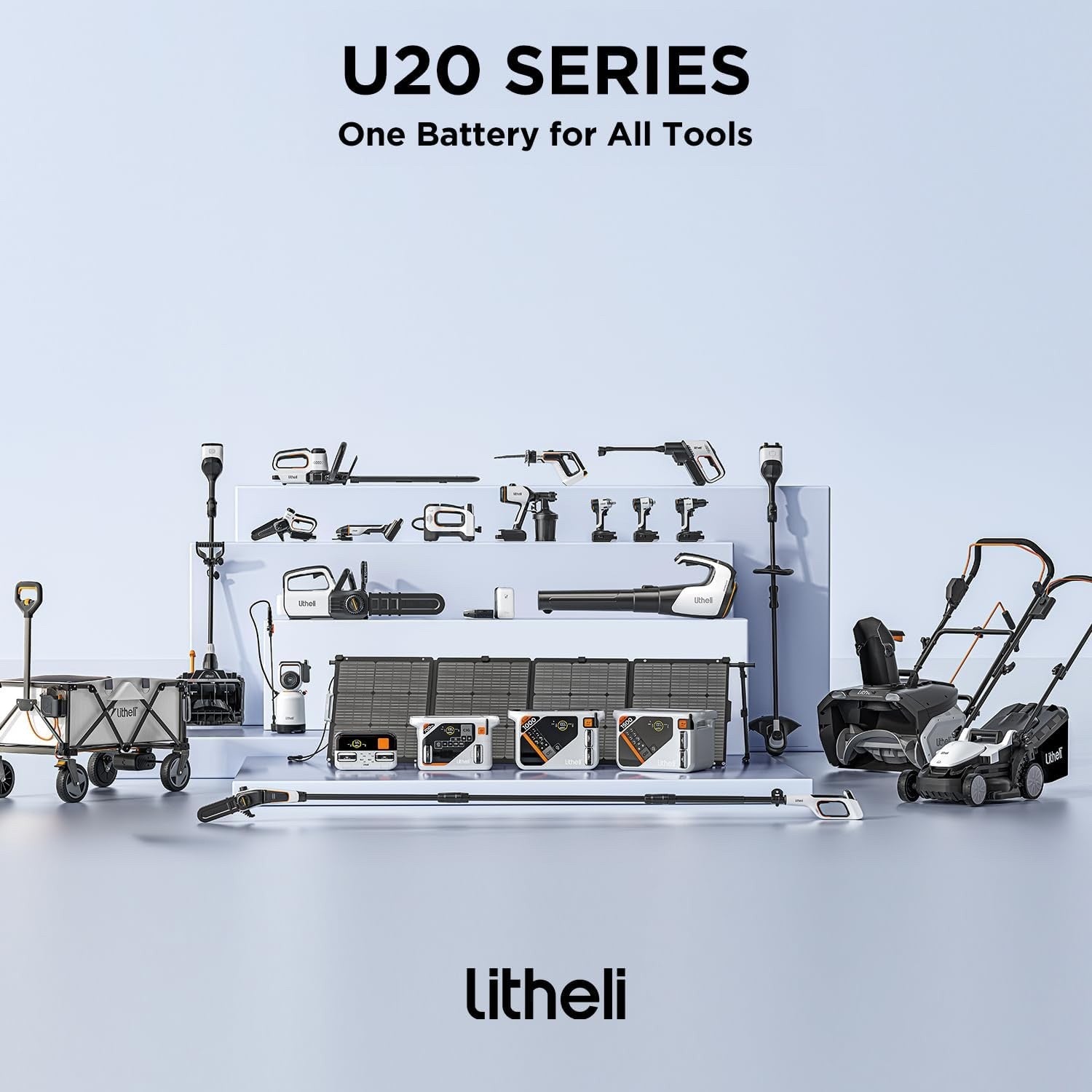 Litheli 40V Cordless Lawn Mower 43cm Brushless 2x4.0Ah Battery 40L