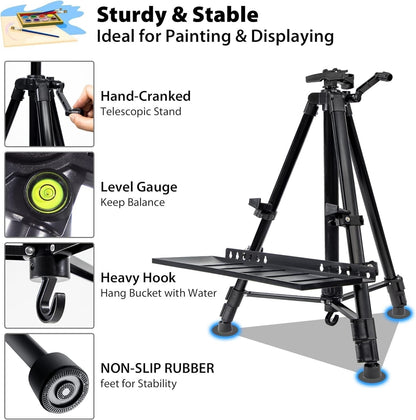 Artist Easel Tripod Stand 50-152cm Aluminium Painting Canvas Carry Bag Black