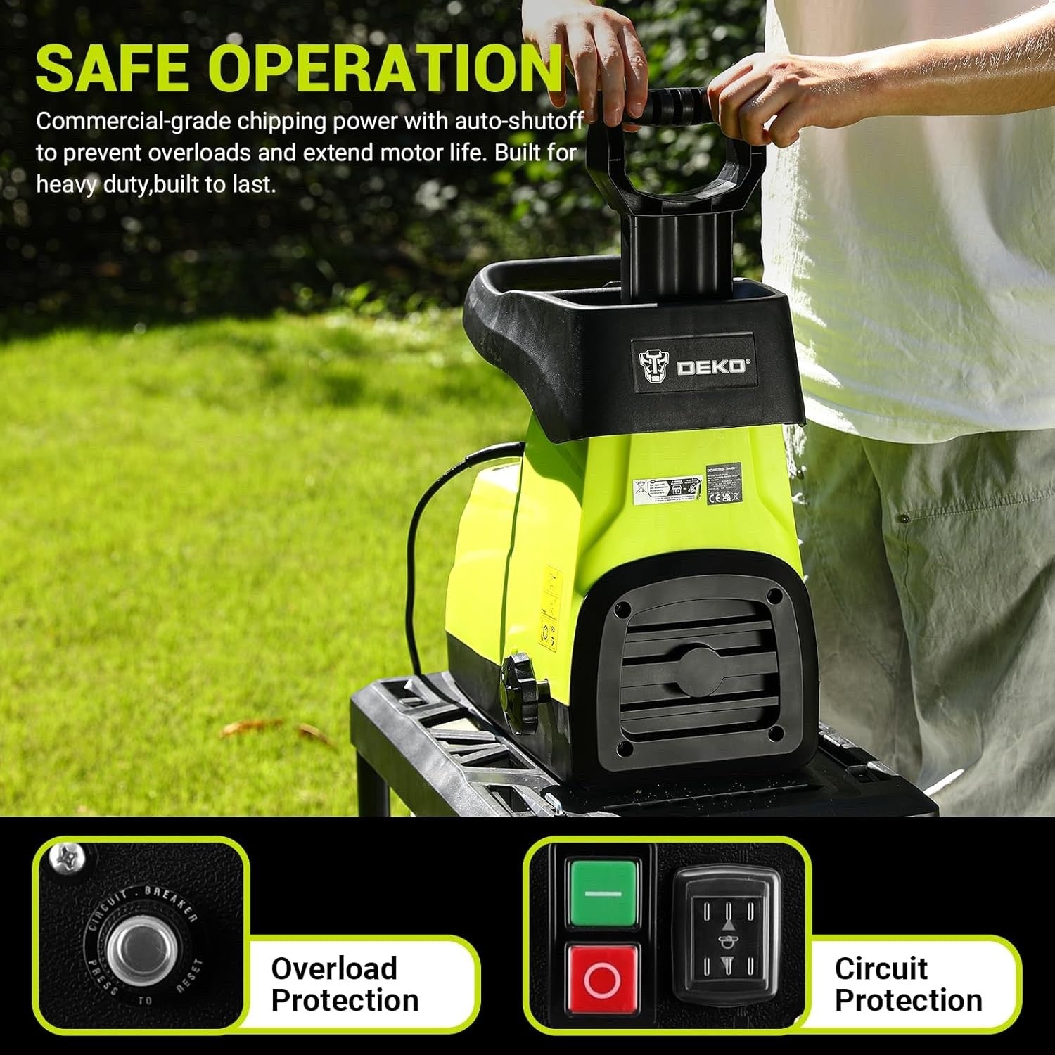 2800W Electric Garden Shredder 60L Box 45mm Branch Chipper Mulcher Safety Switch