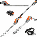 20V Cordless Telescopic Hedge Trimmer 2.4m Long Reach w Battery