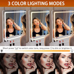 LED Vanity Makeup Mirror 100x75cm Lighted Dimmable 3 Color Touch Control