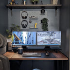 Bamboo Dual Monitor Stand Riser Adjustable Height Desk Shelf PC TV