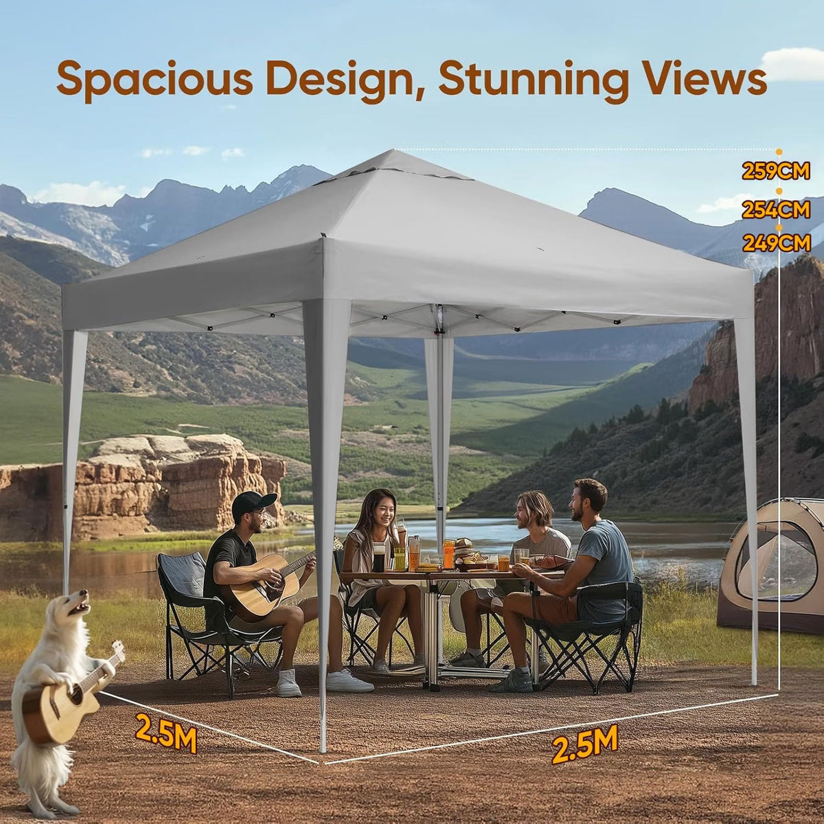 Pop Up Gazebo 2.5x2.5m Portable Waterproof Canopy Grey Carry Bag UV50 Festivals