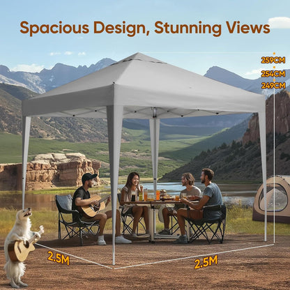 Pop Up Gazebo 2.5x2.5m Portable Waterproof Canopy Grey Carry Bag UV50 Festivals