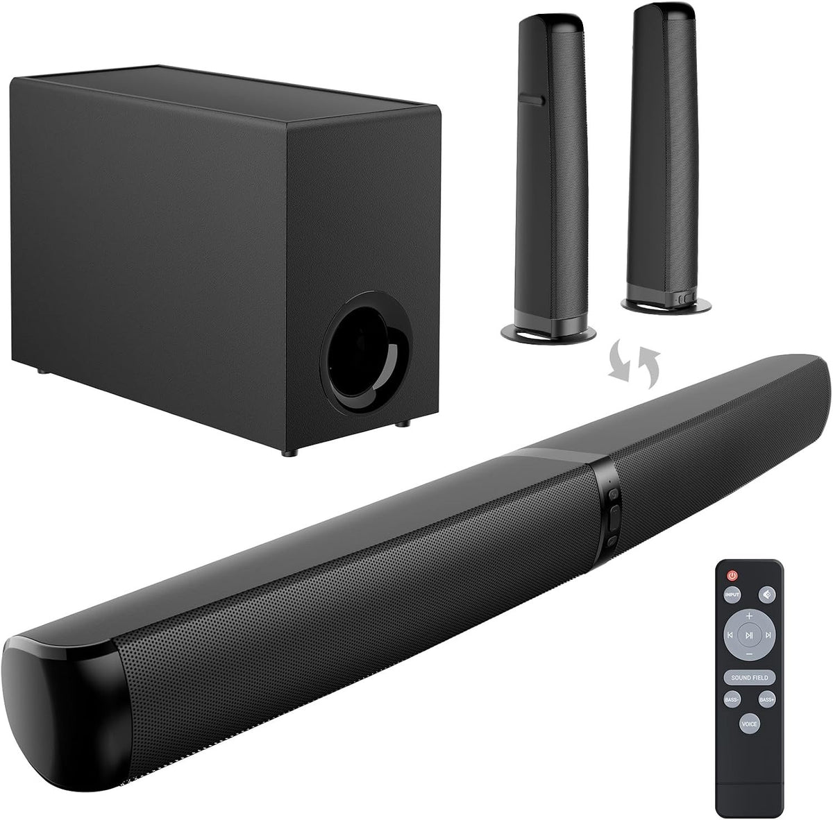 TV Soundbar Subwoofer Speaker 110W Bluetooth 5.3 Surround Sound Bass ARC Optical