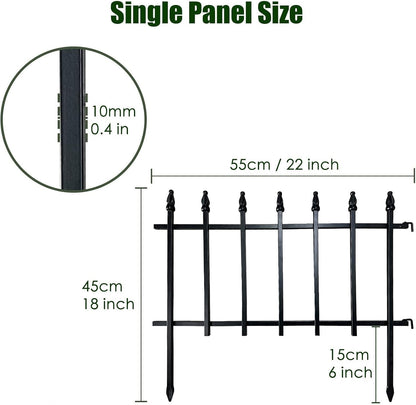 Garden Fence Border Panels Metal 5 Pack Black 45cm x 57cm 2.8m No Dig Edging