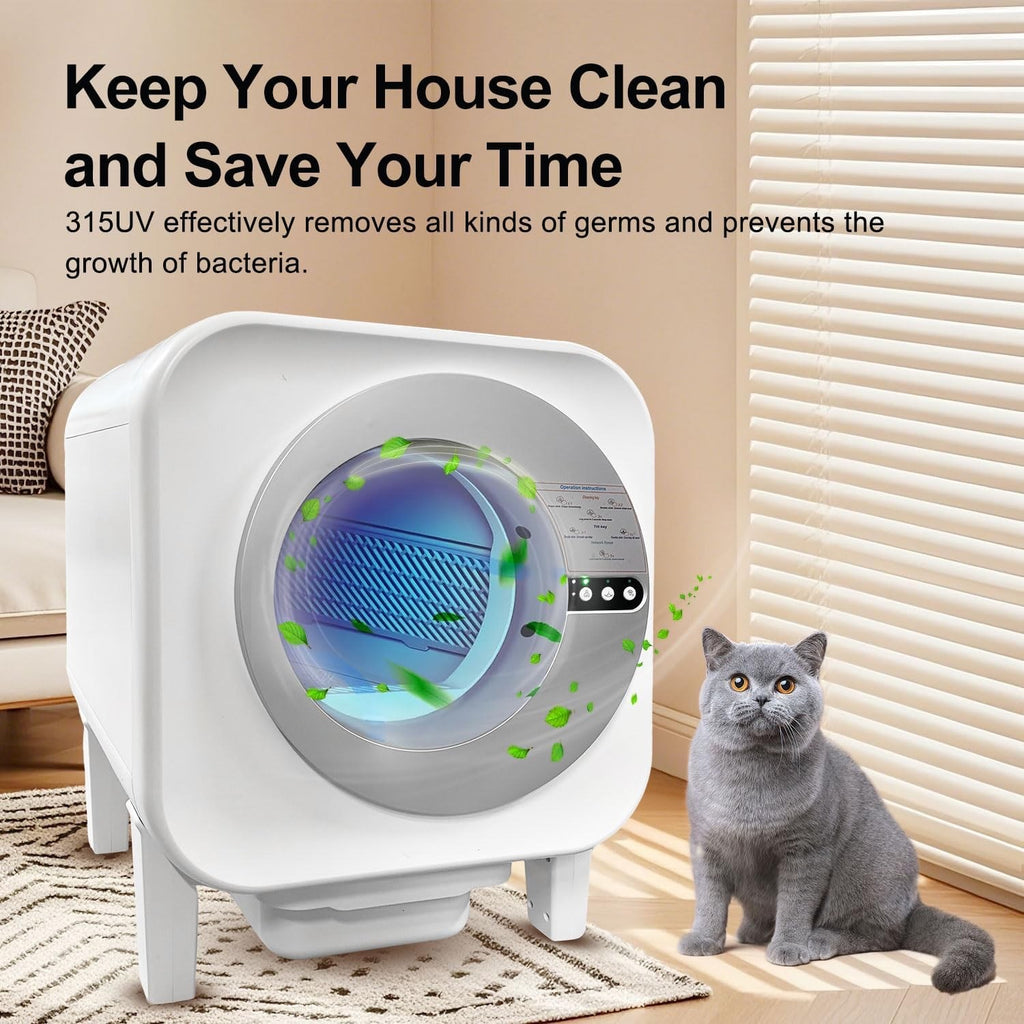 Smart Self-Cleaning Cat Litter Box 75L WiFi App UV Sterilizer Auto Tray