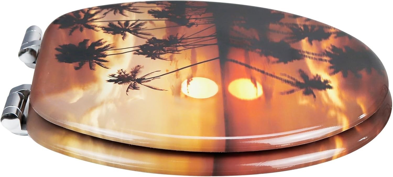 Wood Toilet Seat MDF Soft Close Durable Bathroom Seat Various Designs