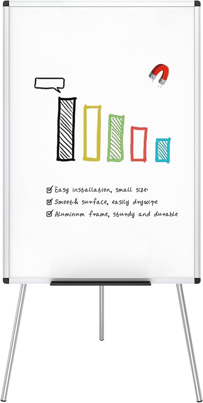 Magnetic Flipchart Easel Whiteboard 90x60cm Dry Wipe Board Stand Office