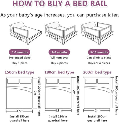 Toddler Bed Rail 150cm Extra Long Safety Guard Fold Down Swing Kids Bedrail