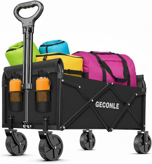 Folding Festival Trolley Cart 100L 100kg Heavy Duty Camping Garden Wagon Black