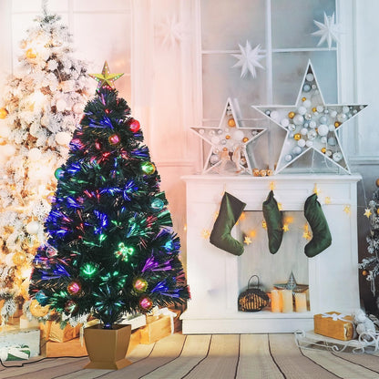 3FT Fiber Optic Christmas Tree Mini Prelit Tabletop Tree LED Star Decor Green