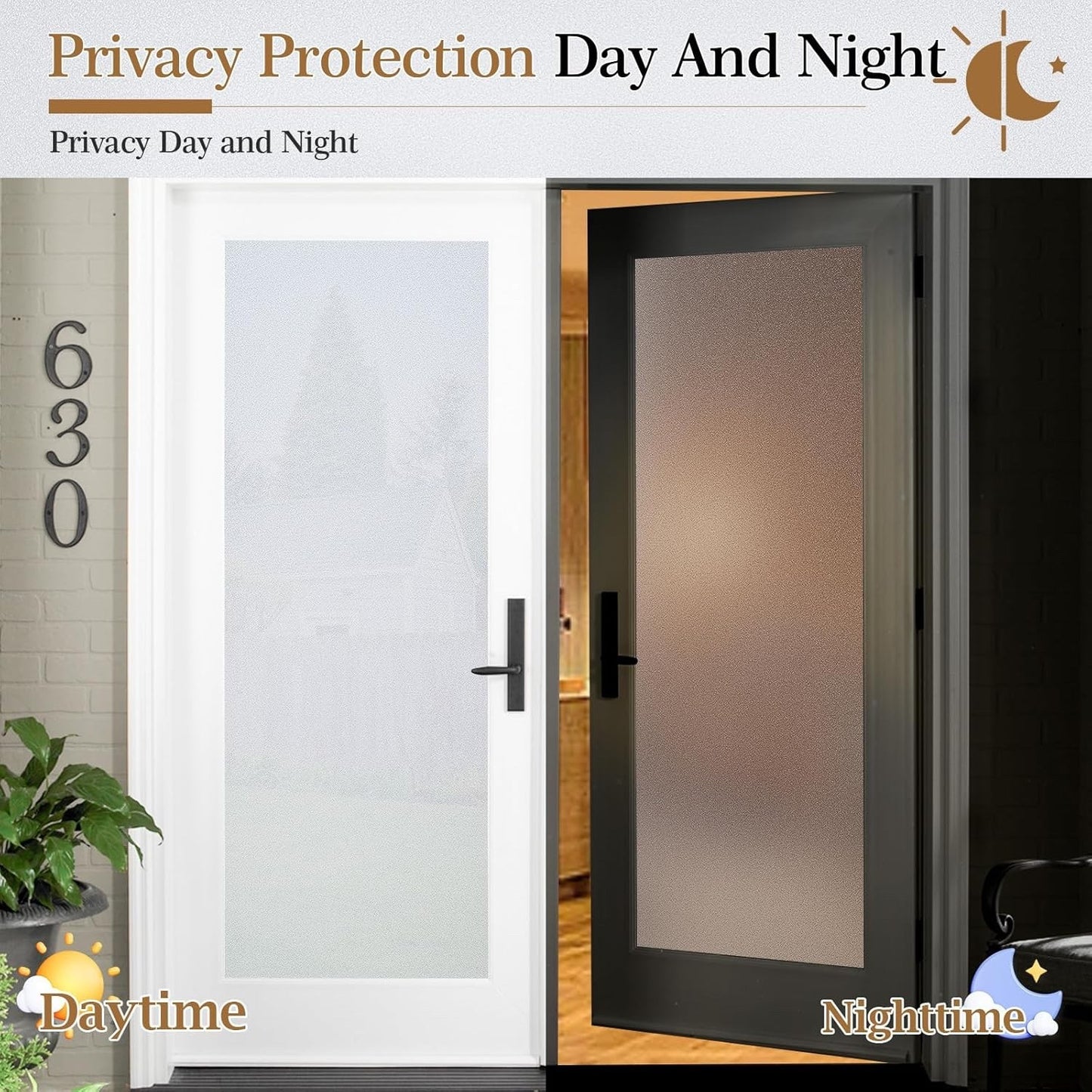Frosted Window Film Privacy Static Cling Opaque UV Block Glass Cover Roll