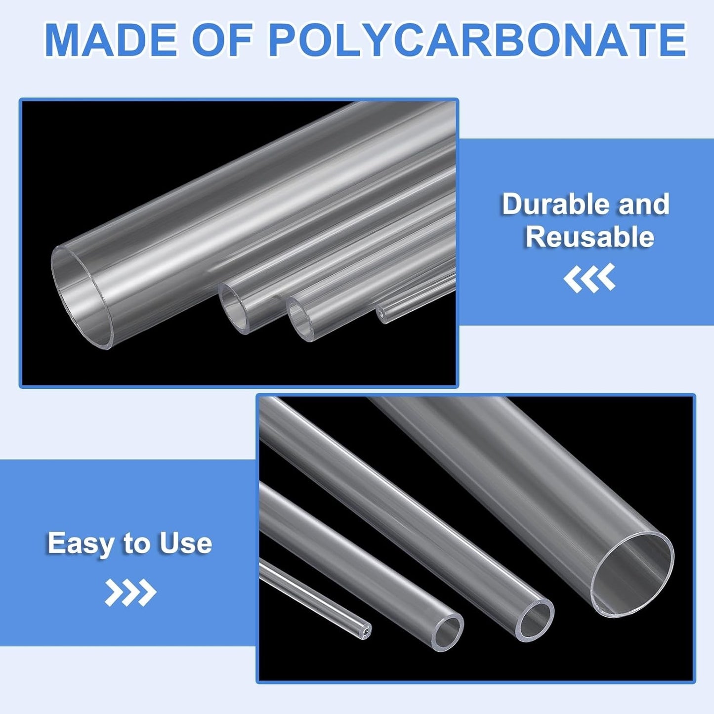 10x Clear Polycarbonate Tube 18mm ID 19mm OD 0.5m Rigid Pipe Aquarium