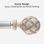 1in Single Curtain Rod 84-120in Adjustable Decorative Resin White