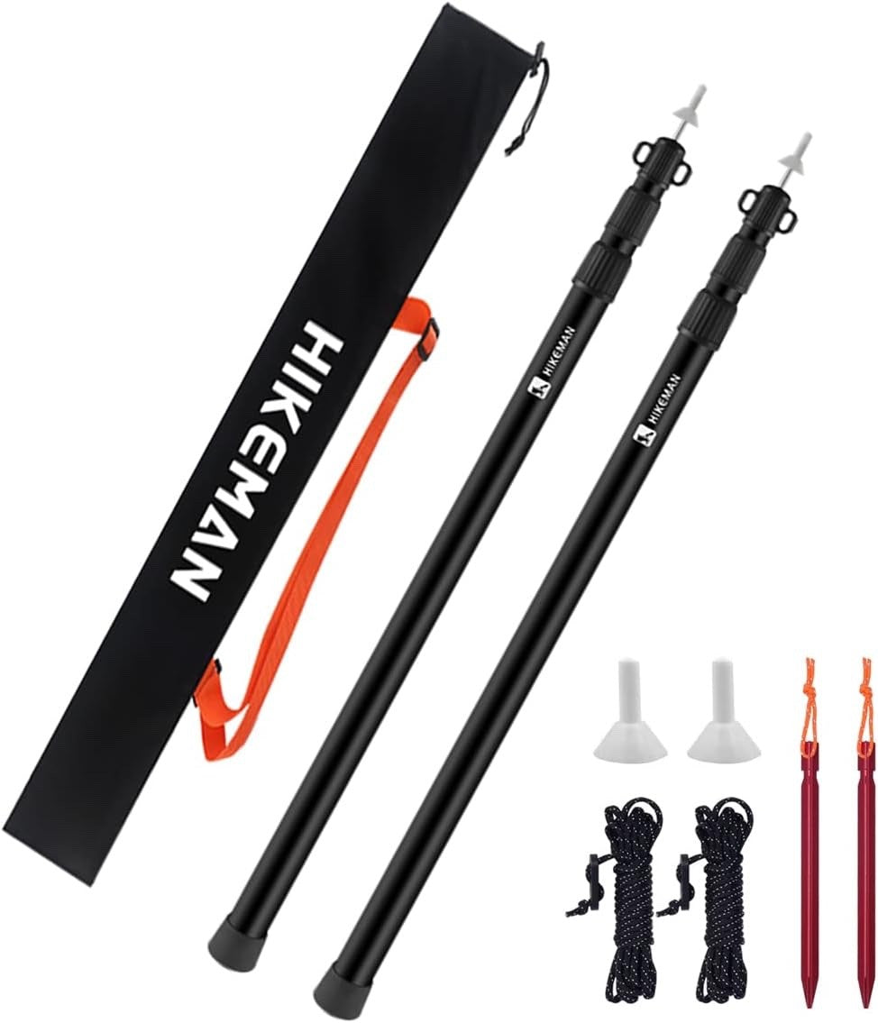 Telescopic Tent Poles Camping 2 Pack 90-230cm Aluminium Tarp Awning Canopy Black