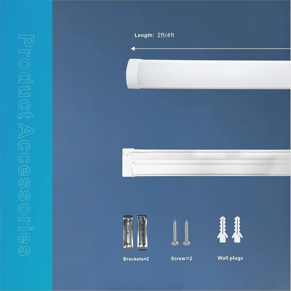 4ft LED Batten Light 32W 3550lm 6500K Slim Ceiling Tube Lamp 2 Pack