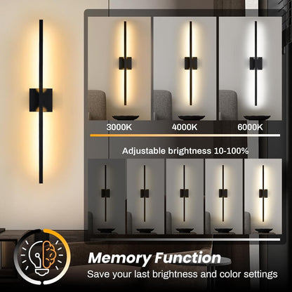 Rechargeable Wall Light Sconce Wireless 60cm Black 10000mAh Remote 360° Dimmable