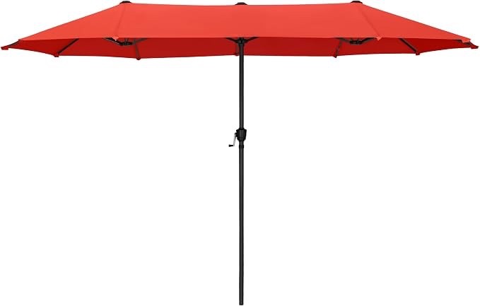 Double Garden Parasol Umbrella 2x3.8m Patio Outdoor Waterproof Crank Orange Red