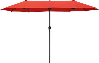 Double Garden Parasol Umbrella 2x3.8m Patio Outdoor Waterproof Crank Orange Red