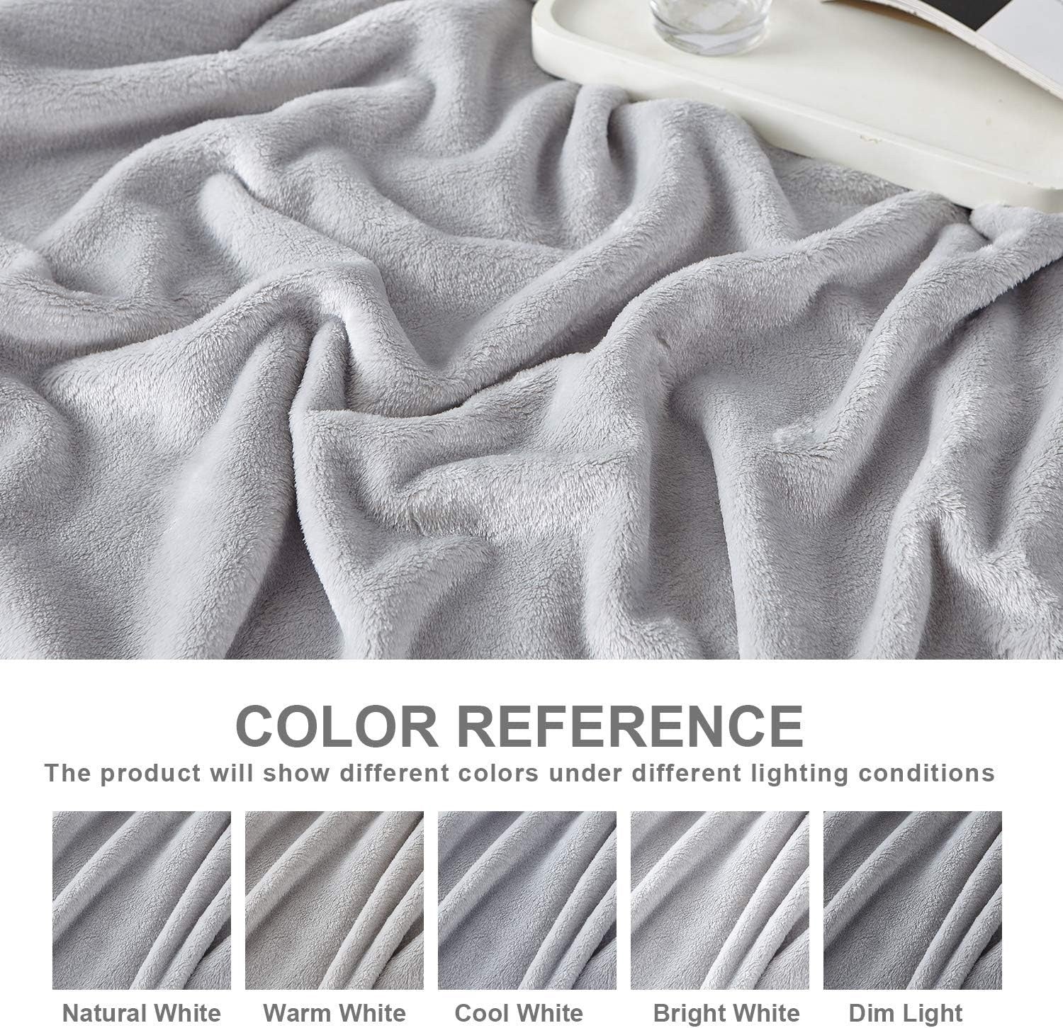 Large Fleece Throw Blanket 220x240cm Soft Fluffy Sofa Bed Silver Grey