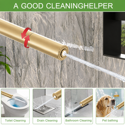 Shower Riser Rail Kit Brushed Gold Pressure Boost Head Hose Adjustable Holder