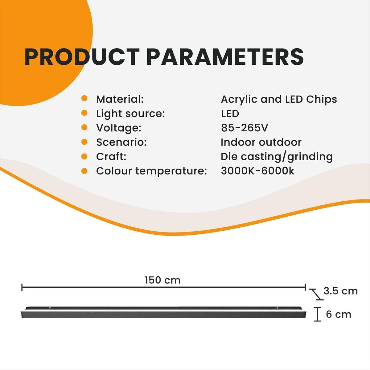 Wall Light Outdoor LED Dimmable 150CM Tricolour Remote Memory Staircase Garden