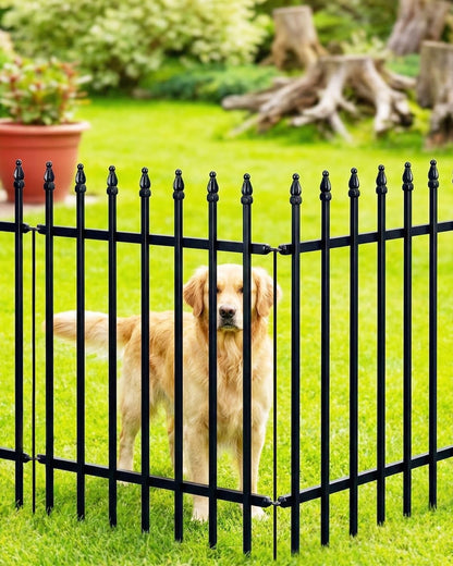 Metal Garden Fence 5 Pack 81x61cm Black Border Edging Animal Barrier Outdoor