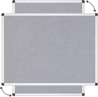 Viz-Pro Notice Board Grey 120x90cm Aluminium Frame Wall Mounted Bulletin Board