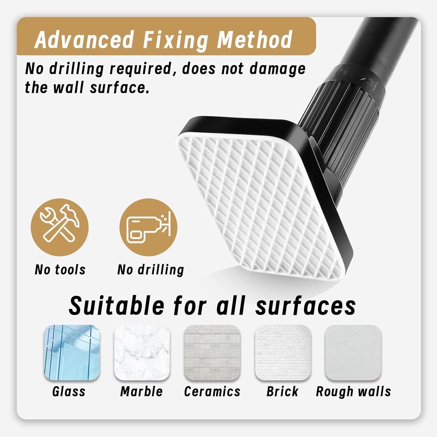 Heavy Duty Steel Tension Clothes Rail No Drill 50kg Curtain Pole Multi Purpose