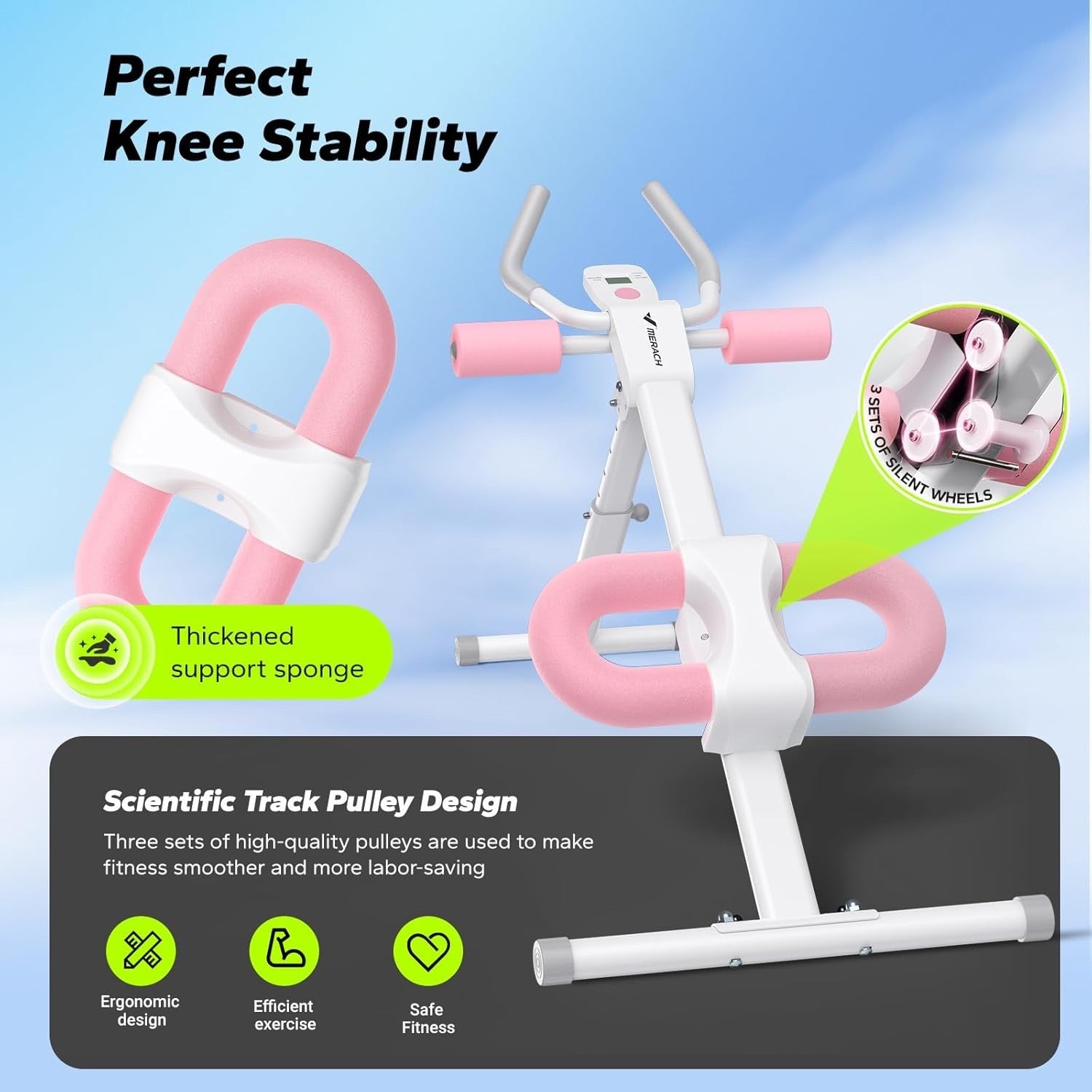 Ab Machine Adjustable Foldable Core Trainer Home Gym Abs Workout LCD Pink Unit