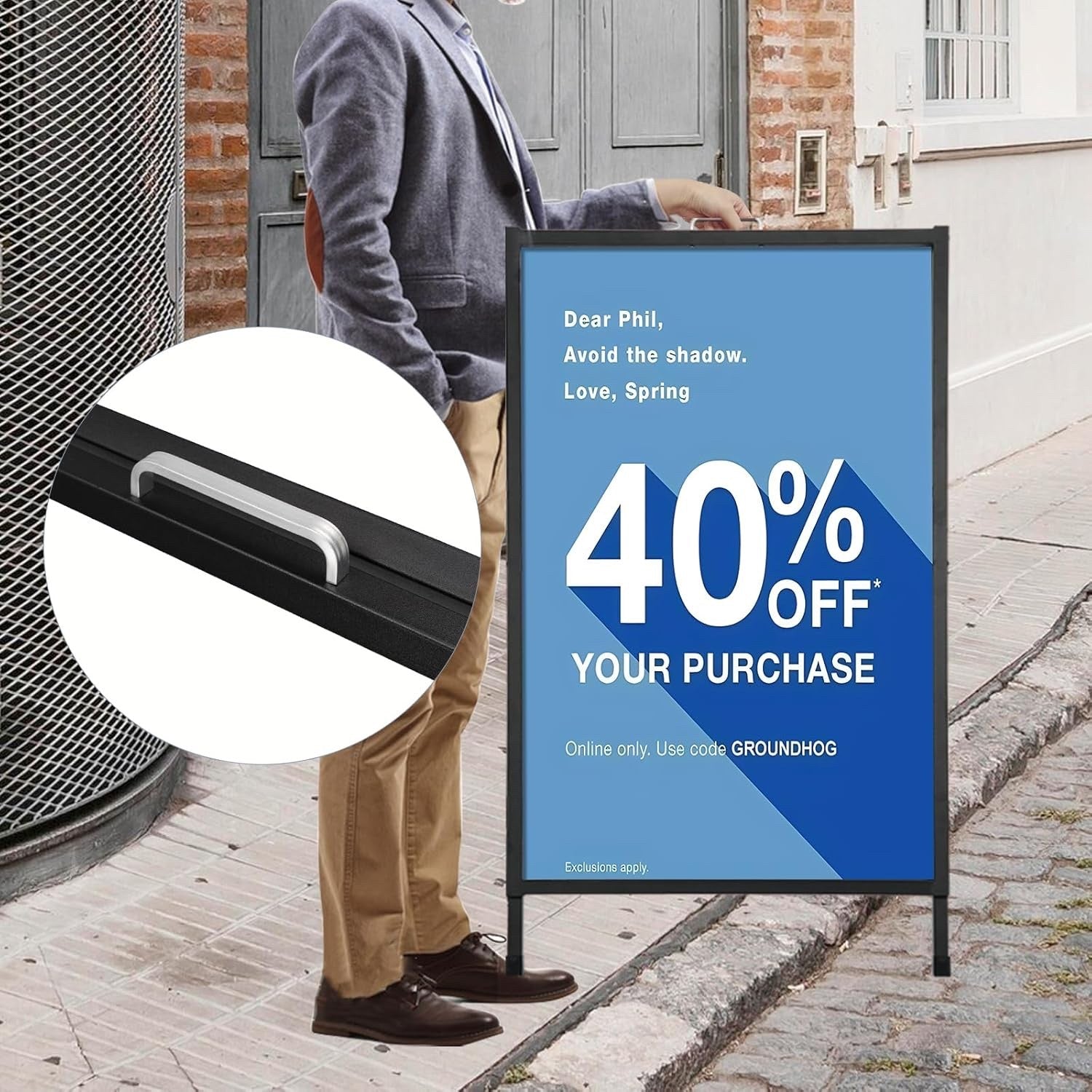 STANDNEE Double Sided Pavement A-Frame Sign Board 60x90cm Black Outdoor