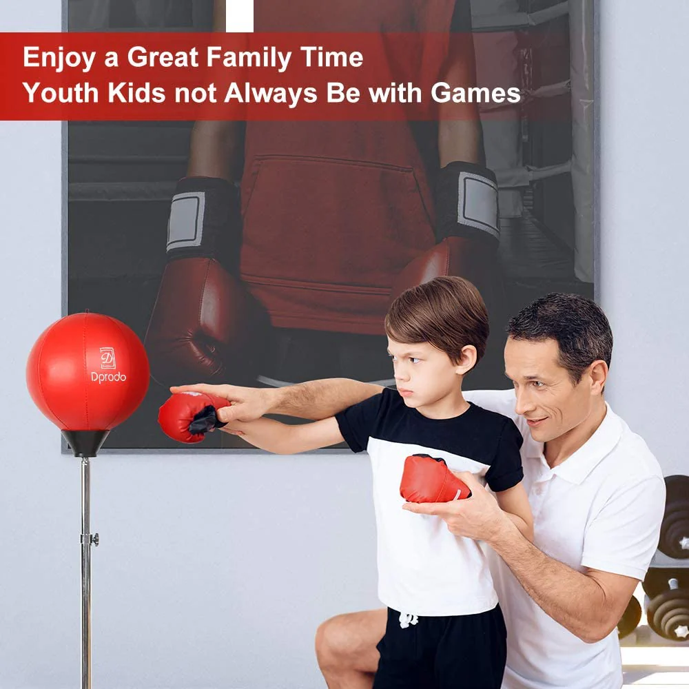Freestanding Punching Bag w/ Stand Adjustable Boxing Set Gloves Adults Kids