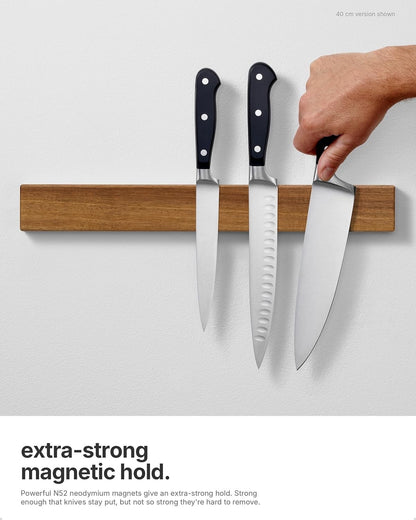 Magnetic Knife Holder Rack Strip 60cm Acacia Wood Wall Mounted Kitchen Storage
